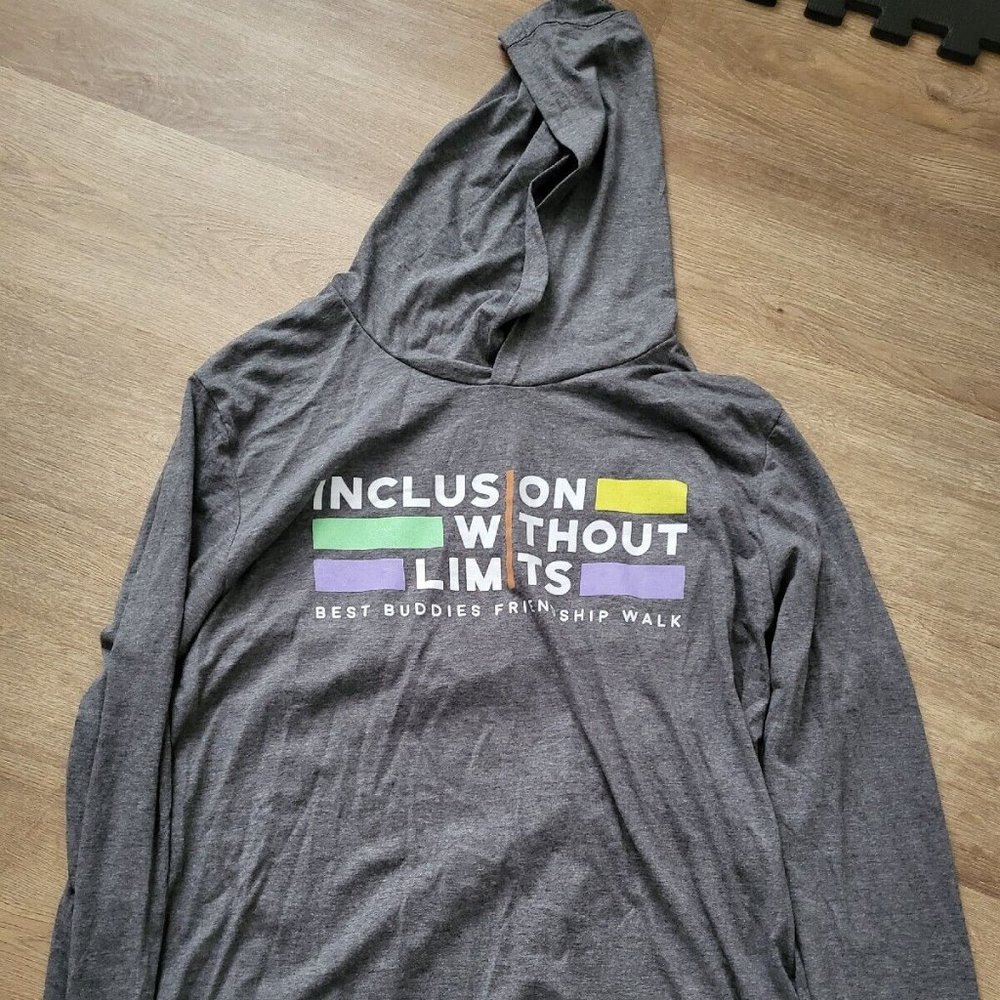 Best Buddies Hooded Sweatshirt Gray Adult Men's Size Medium